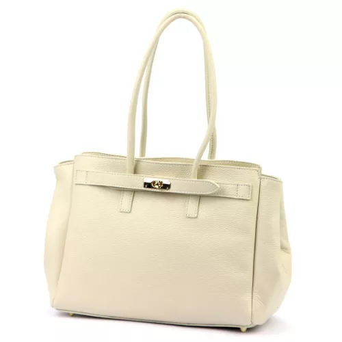 Dámska kožená kabelka cez rameno Camilla PREMIUM 10.004 béžovej farby 37 x 24 x 14 cm