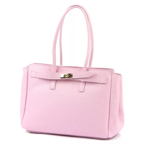  Dámska kožená kabelka cez rameno Camilla PREMIUM 10.004 ružovej farby 37 x 24 x 14 cm