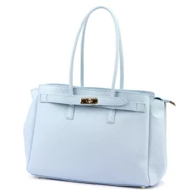    Dámska kožená kabelka cez rameno Camilla PREMIUM 10.004 pastelovo modrá 37 x 24 x 14 cm