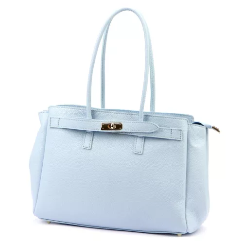  Dámska kožená kabelka cez rameno Camilla PREMIUM 10.004 pastelovo modrá 37 x 24 x 14 cm