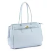  Dámska kožená kabelka cez rameno Camilla PREMIUM 10.004 pastelovo modrá 37 x 24 x 14 cm