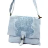  Dámska kožená kabelka Luka 26-076 CROCO modrá 31 x 26 x 5 cm