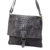 Luka 26-076 CROCO szürke női bőr kézitáska 31 x 26 x 5 cm