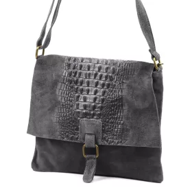   Luka 26-076 CROCO szürke női bőr kézitáska 31 x 26 x 5 cm