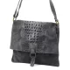 Luka 26-076 CROCO szürke női bőr kézitáska 31 x 26 x 5 cm