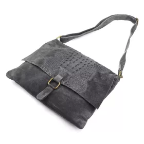   Luka 26-076 CROCO szürke női bőr kézitáska 31 x 26 x 5 cm