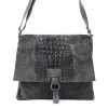  Dámska kožená kabelka Luka 26-076 CROCO sivá 31 x 26 x 5 cm