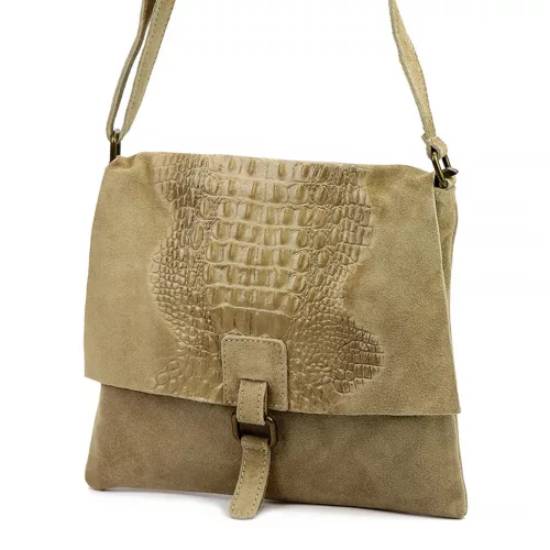  Dámska kožená kabelka Luka 26-076 CROCO taupe 31 x 26 x 5 cm