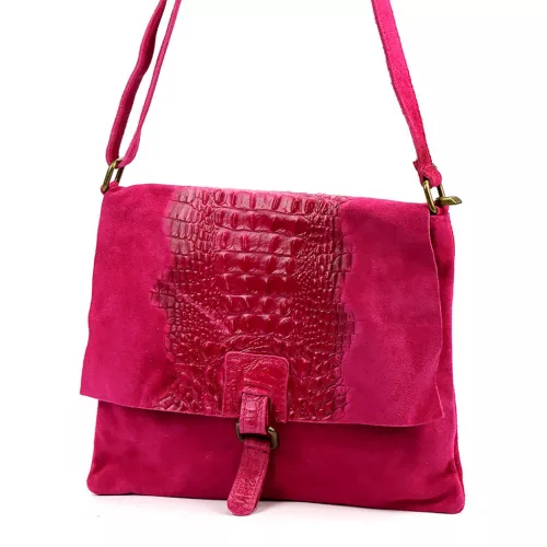  Dámska kožená kabelka Luka 26-076 CROCO magenta 31 x 26 x 5 cm