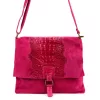  Dámska kožená kabelka Luka 26-076 CROCO magenta 31 x 26 x 5 cm