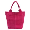  Dámska kabelka cez rameno Luka 26-026 magenta z semišovej kože, shopper 40 x 37 x 13 cm