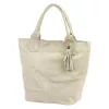  Dámska béžová kabelka cez rameno z semišovej kože Luka 26-026, shopper, 40 x 37 x 13 cm