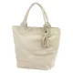  Dámska béžová kabelka cez rameno z semišovej kože Luka 26-026, shopper, 40 x 37 x 13 cm