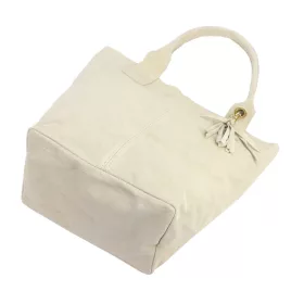    Dámska béžová kabelka cez rameno z semišovej kože Luka 26-026, shopper, 40 x 37 x 13 cm