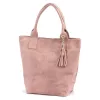  Dámska kabelka cez rameno Luka 26-026 púdrovej farby z semišovej kože, shopper 40 x 37 x 13 cm