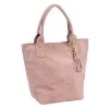  Dámska kabelka cez rameno Luka 26-026 púdrovej farby z semišovej kože, shopper 40 x 37 x 13 cm