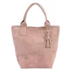  Dámska kabelka cez rameno Luka 26-026 púdrovej farby z semišovej kože, shopper 40 x 37 x 13 cm