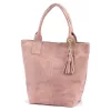  Dámska kabelka cez rameno Luka 26-026 púdrovej farby z semišovej kože, shopper 40 x 37 x 13 cm