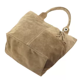    Dámska kabelka cez rameno Luka 26-026 tmavo béžovej farby z semišovej kože, shopper 40 x 37 x 13 cm