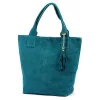  Dámska tyrkysovo modrá semišová kožená kabelka cez rameno Luka 26-026, shopper, 40 x 35 x 18 cm