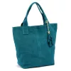  Dámska tyrkysovo modrá semišová kožená kabelka cez rameno Luka 26-026, shopper, 40 x 35 x 18 cm