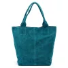  Dámska tyrkysovo modrá semišová kožená kabelka cez rameno Luka 26-026, shopper, 40 x 35 x 18 cm