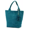  Dámska tyrkysovo modrá semišová kožená kabelka cez rameno Luka 26-026, shopper, 40 x 35 x 18 cm