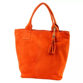    Dámska oranžová kabelka cez rameno z semišovej kože Luka 26-026, shopper, 40 x 35 x 18 cm