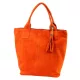  Dámska oranžová kabelka cez rameno z semišovej kože Luka 26-026, shopper, 40 x 35 x 18 cm