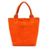  Dámska oranžová kabelka cez rameno z semišovej kože Luka 26-026, shopper, 40 x 35 x 18 cm