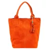  Dámska oranžová kabelka cez rameno z semišovej kože Luka 26-026, shopper, 40 x 35 x 18 cm