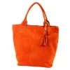  Dámska oranžová kabelka cez rameno z semišovej kože Luka 26-026, shopper, 40 x 35 x 18 cm
