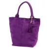  Dámska fialová kabelka cez rameno z semišovej kože Luka 26-026, shopper, 40 x 35 x 18 cm