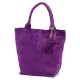  Dámska fialová kabelka cez rameno z semišovej kože Luka 26-026, shopper, 40 x 35 x 18 cm