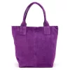  Dámska fialová kabelka cez rameno z semišovej kože Luka 26-026, shopper, 40 x 35 x 18 cm