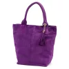  Dámska fialová kabelka cez rameno z semišovej kože Luka 26-026, shopper, 40 x 35 x 18 cm