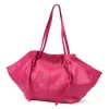  Dámska kožená veľká kabelka cez rameno Luka 26-012 magenta 60 x 30 x 15 cm