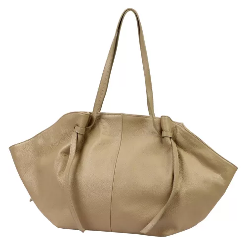  Dámska kožená veľká kabelka cez rameno Luka 26-012 v béžovej farbe 60 x 30 x 15 cm