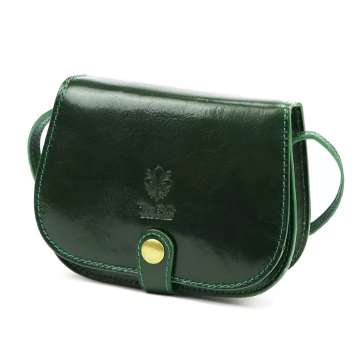  Dámska crossbody kabelka Florence ART. 882 smaragdovo zelená z hodvábne lesklej kože 19 x 15 x 7 cm
