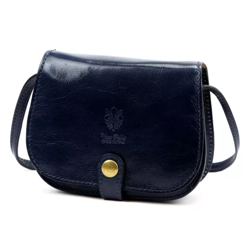  Dámska tmavomodrá crossbody kabelka Florence ART. 882 z hodvábne lesklej kože 19 x 15 x 7 cm