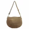  Dámska taupe kabelka cez rameno Luka 26-098 z semišovej kože, bočná taška 37 x 26 x 5 cm