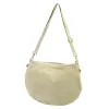  Dámska béžová kabelka cez rameno, crossbody kabelka z semišovej kože Luka 26-098, rozmery 37 x 26 x 5 cm