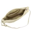 Dámska béžová kabelka cez rameno, crossbody kabelka z semišovej kože Luka 26-098, rozmery 37 x 26 x 5 cm