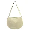  Dámska béžová kabelka cez rameno, crossbody kabelka z semišovej kože Luka 26-098, rozmery 37 x 26 x 5 cm