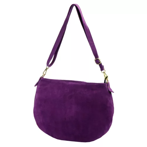  Dámska semišová kožená kabelka Luka 26-098 fialovej farby 37 x 26 x 5 cm
