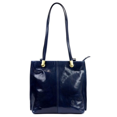 Florence 35 navy női bőr válltáska, hátizsákká alakítható 32 x 28 x 9 cm