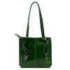 Florence 35 smaragzöld női bőr válltáska, hátizsákká alakítható 32 x 28 x 9 cm