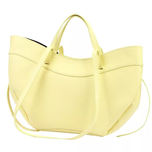 Luka 25-025 pasztell sárga női bőr kézitáska, válltáska 40 x 30 x 12 cm