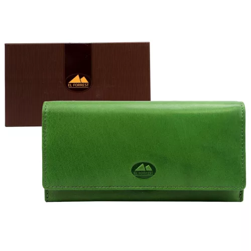  Dámska peňaženka z hovädzej kože EL FORREST 946-151 s RFID zelenou farbou 18,5 x 9 x 3,5 cm