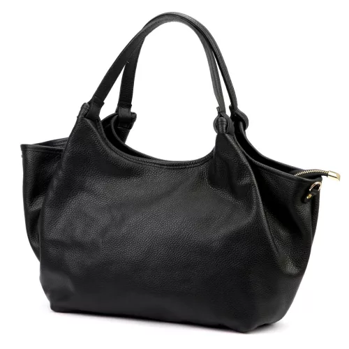 Dámska kožená kabelka cez rameno Luka 26-031 čierna, s bočným popruhom 42 x 26 x 13 cm